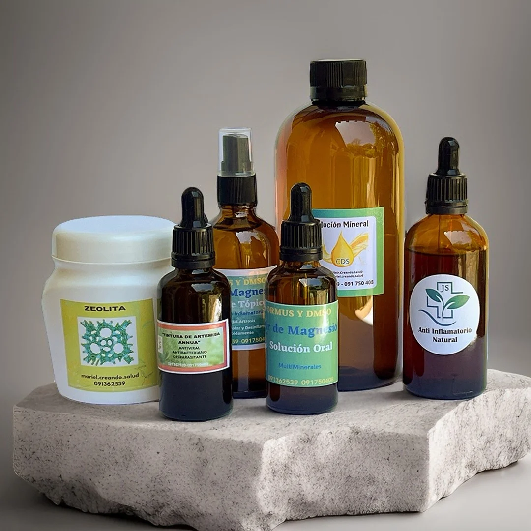 Zeolita+ Tintura artemisa annua, + elixir en magnesio en gotas+ elixir de magnesio en spray + Dioxido de clor + Anti inflamatorio Javier Scuito